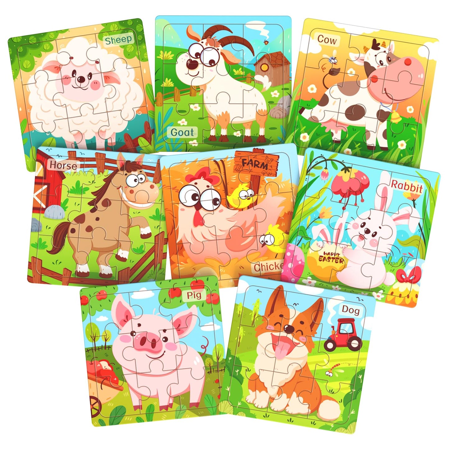 Wooden Puzzles for Toddlers, 8 Pack Vehicle Jigsaw Puzzles for Kids3-5, 9 Pieces Preschool Learning Activities, Learning & Educational Toys, Gift for Boys, Girls