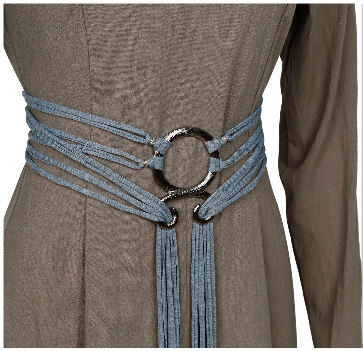 L'VOW Viking Troll Cross Belt Women Medieval Extra Long Rope Belt for Norse Witch Shaman Pagan Ren Faire Accessory