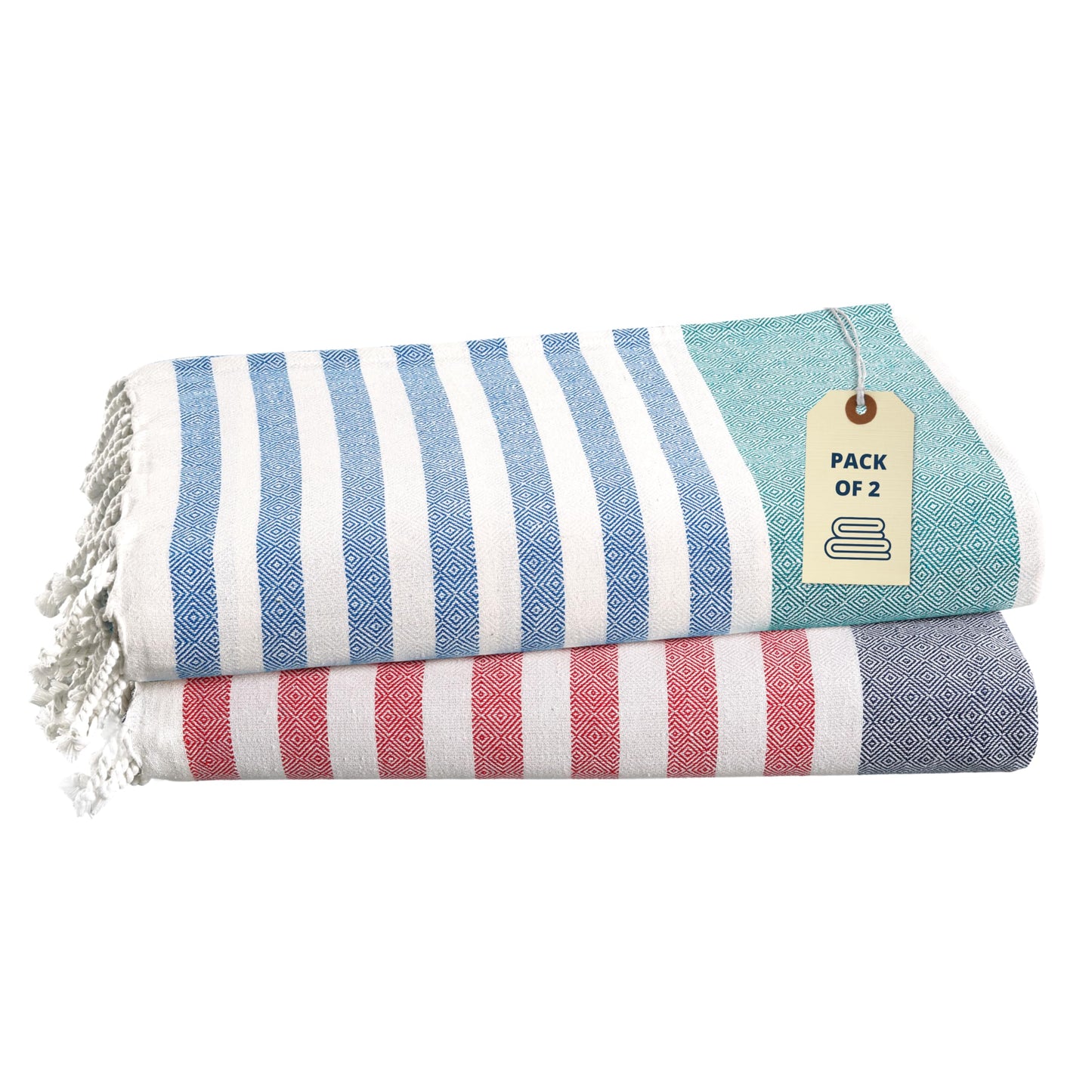 LANE LINEN Beach Towels for Women - 2 Pack Large Beach Towels Oversized, Pre-Washed, Sand Free Towel, Quick Dry, Lightweight and Soft Bath Towel, 39"x71" - Old Glory Teal