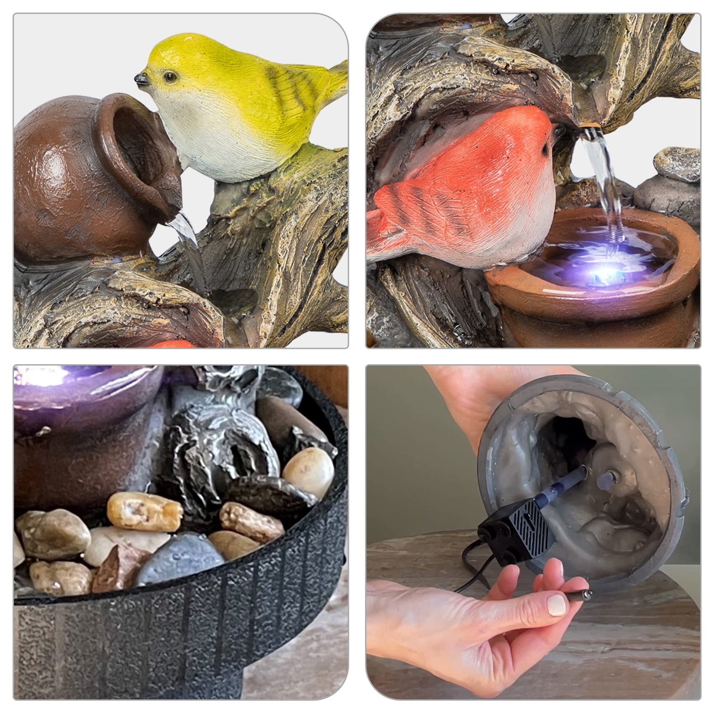 Ferrisland Indoor Tabletop Water Fountain, Desktop & Table Waterfall Fountains, Relaxation Fengshui Home Decor with LED Light for Home Office Bedroom House Warming Gift Idea