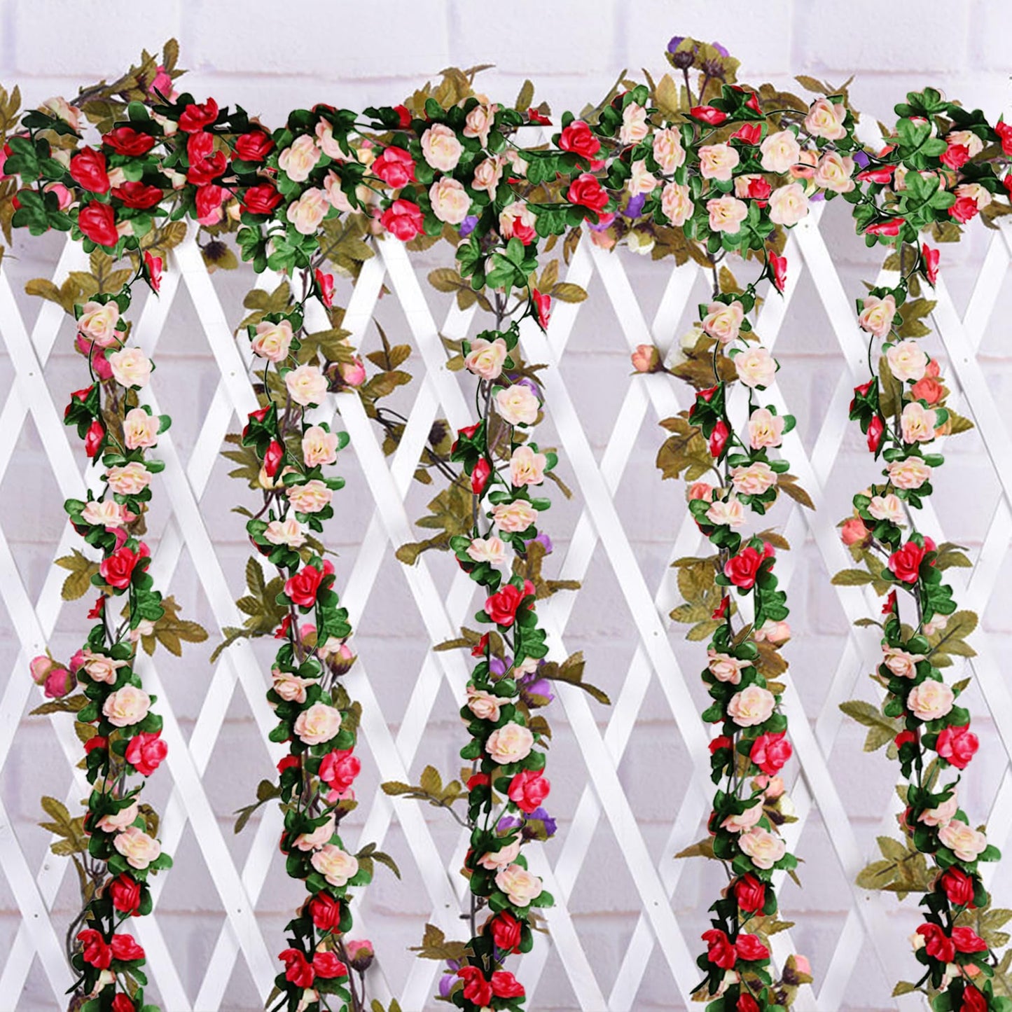 AWARDSEN 5PC 41FT Spring Flower Garland Pink Fake Flower Vine Artificial Flowers Garland Hanging Vines with Flowers Strings Wedding Decoration Spring Flower Garlands