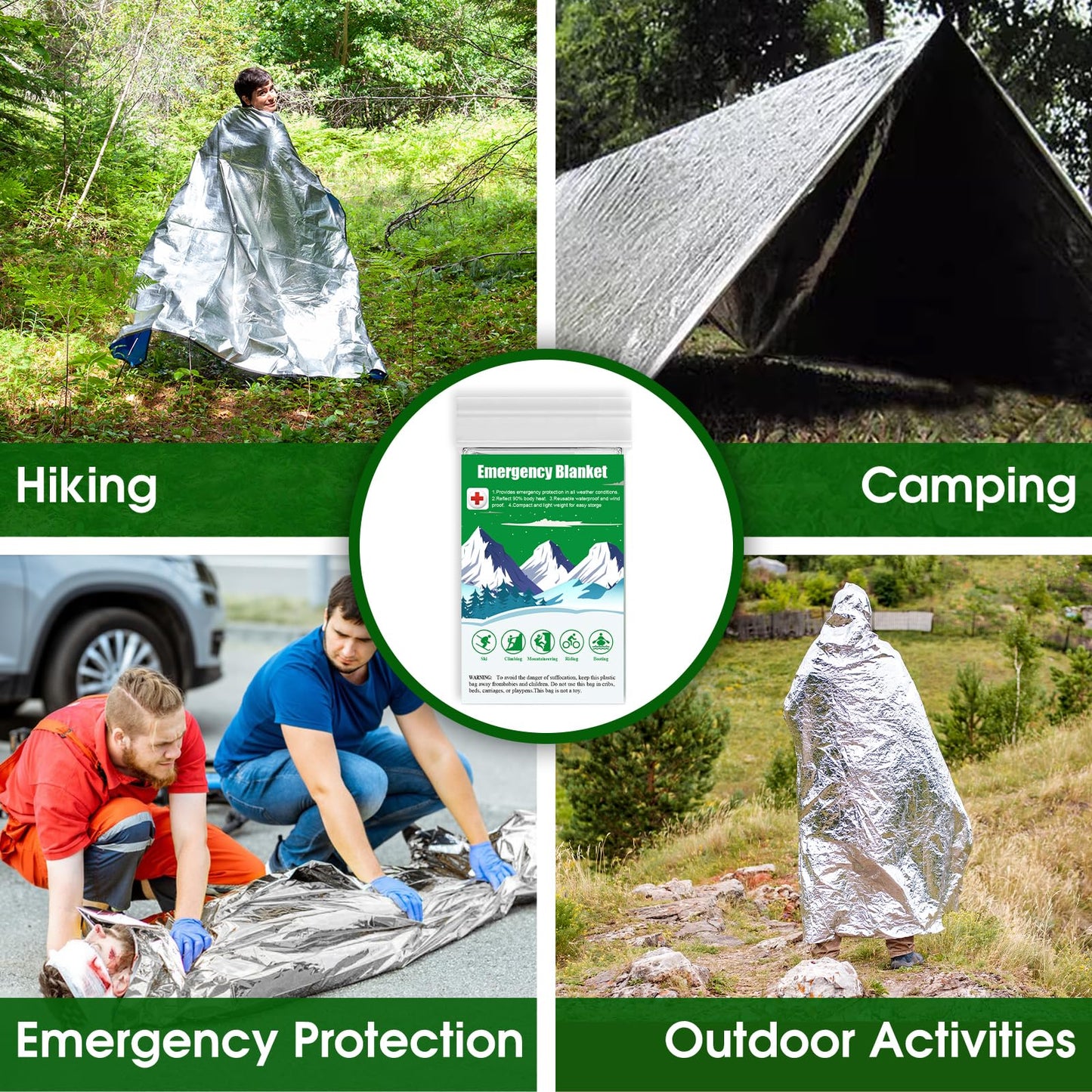 CXYARY 30 Pack Emergency Mylar Thermal Blanket, 84” x 52” Space Blankets, Emergency Thermal Blanket Space Rescue Survival Gear Camping for Outdoors, Hiking, Camping Survival