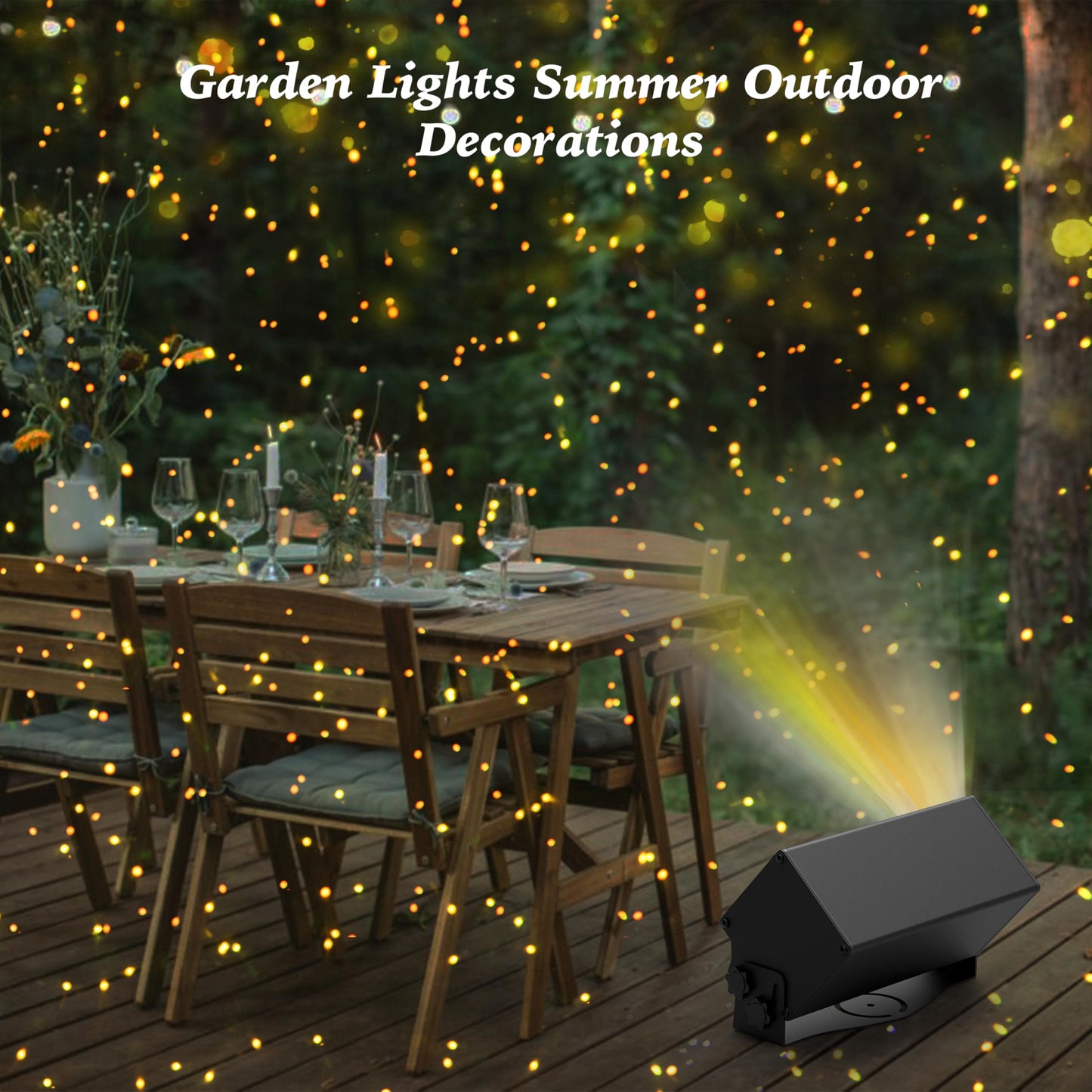 Outdoor Firefly Lights Projector, AIRIVO Yellow Laser Projector Star Lights Show, Garden Fairy Light with Remote Control for Summer, Home, Patio, Landscape