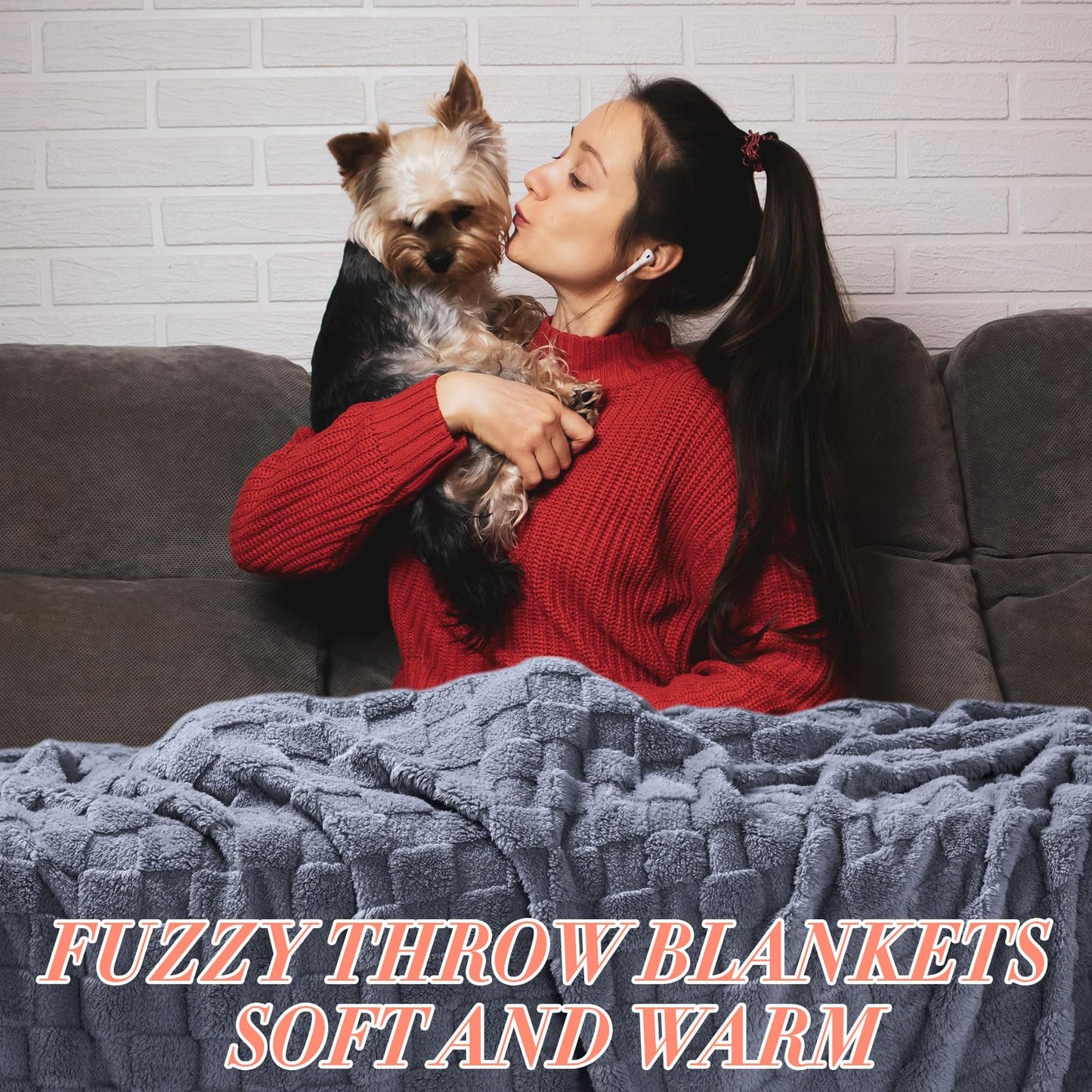 Buryeah 6 Pack Fleece Throw Blankets Bulk, 50 x 60 Inches Soft 3D Checkered Jacquard Flannel Warm Plush Blankets for Couch Sofa Bed Wedding and Employee Appreciation Gifts (Mixed Color)