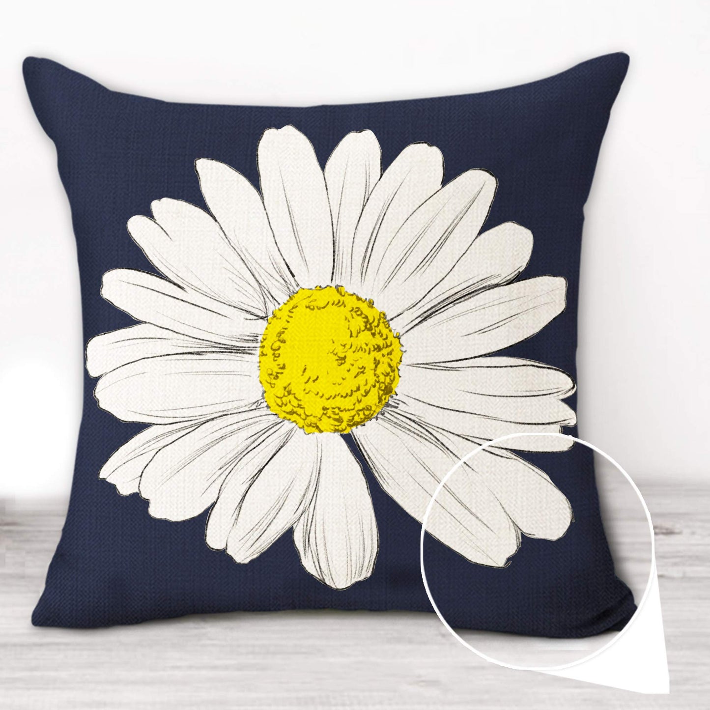 Hexagram Outdoor Pillow Covers 18x18, Blue Daisy Sunflower Throw Pillow Cover Set of 4 for Couch Living Room Sofa You are My Sunshine Dark Blue Home Decor