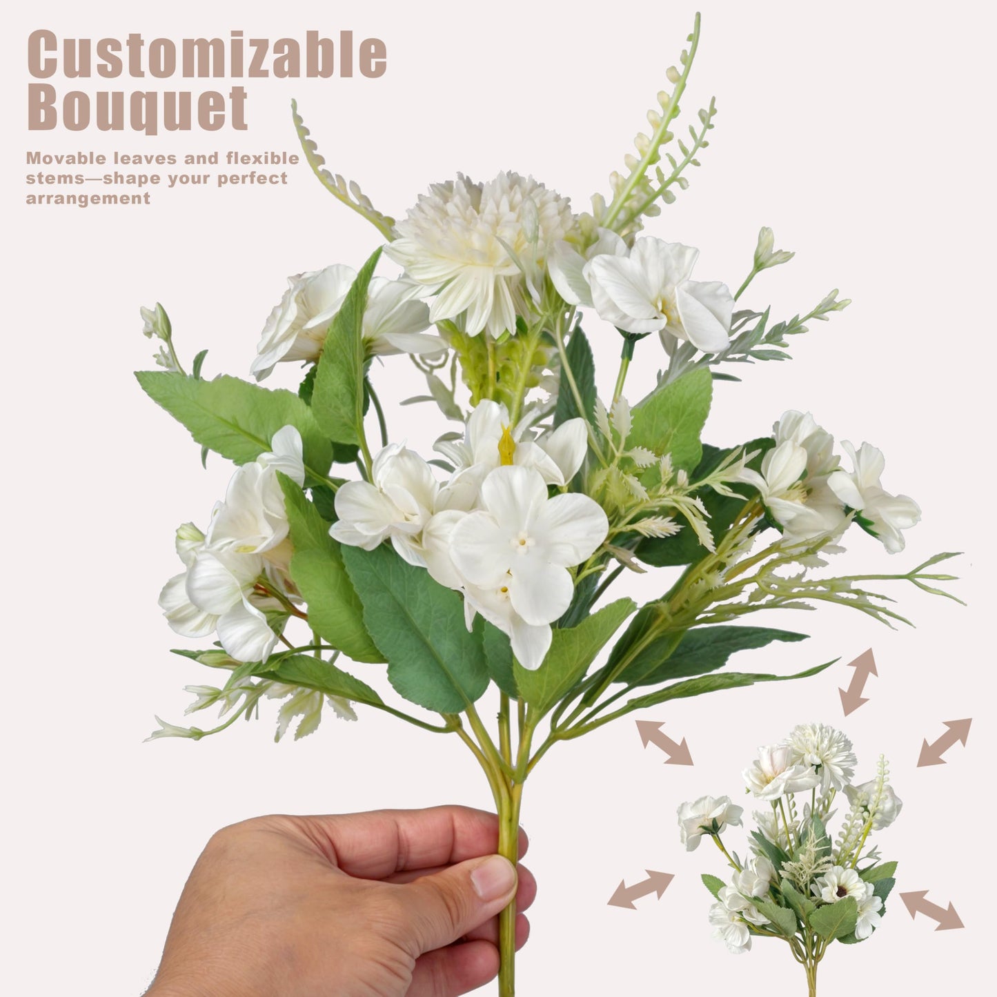 LIOZLIOLY Dining Mason Jar Lights Centerpiece Table Decorations for Dining Room Farmhouse Coffee Table Decor with Wood Tray, 3 Jars Artificial Flowers and Led Light for Kitchen Living Room(White)