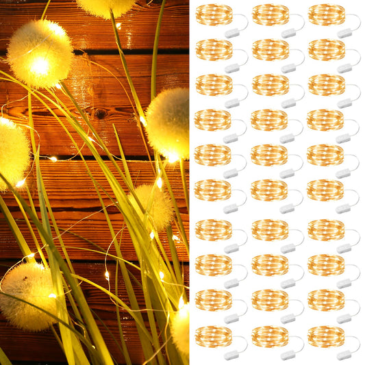 ZSJWL 30 Pack Fairy Lights Battery Operated Warm White,7Ft 20LED Mini String Light, Waterproof Twinkle Light Silver Copper Wire Lights for Wedding Party Bedroom Christmas Table Decoration