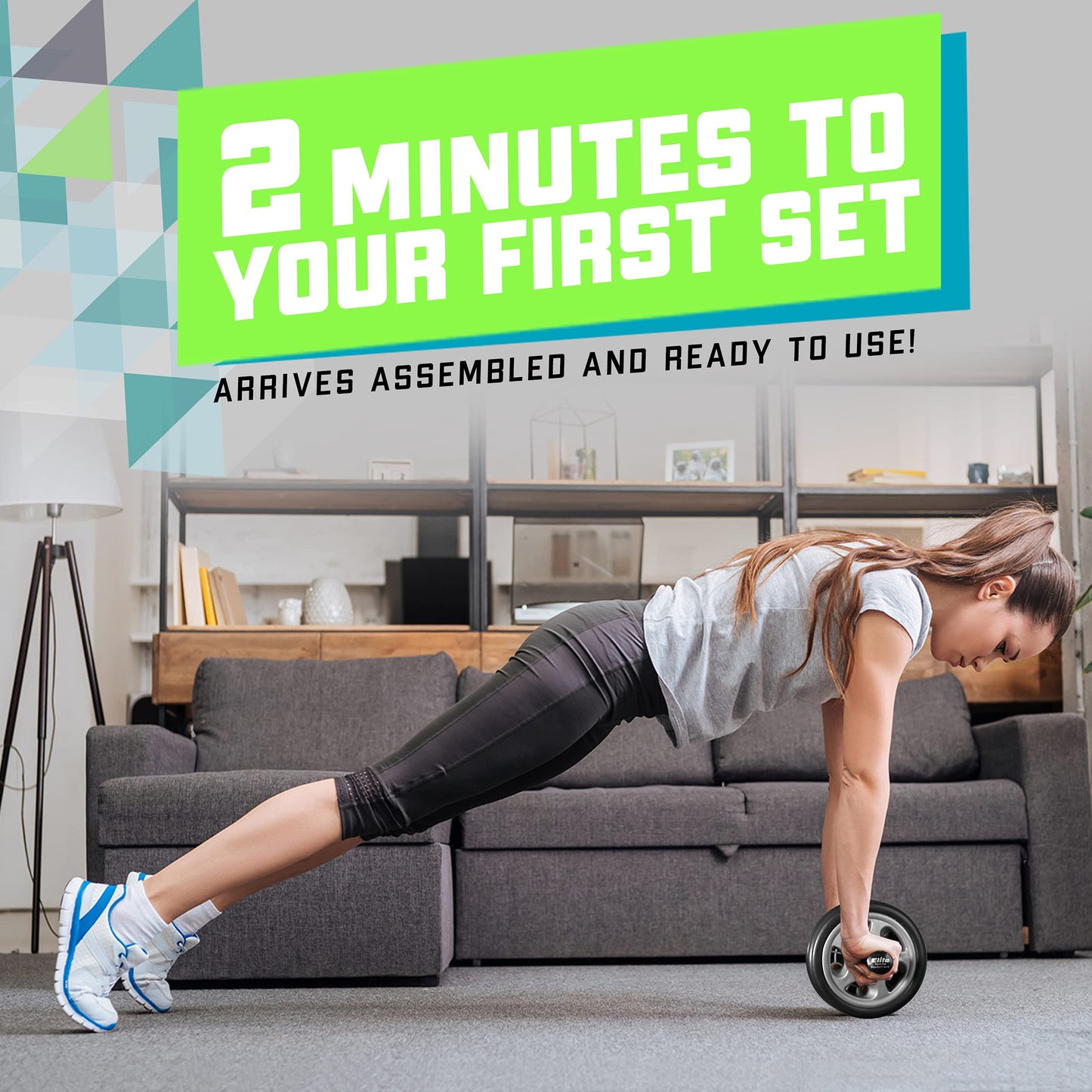 Elite Sportz Ab Roller Wheel - Gym & At Home Ab Workout Equipment with 2 Wheels to Exercise Core Abdominal Muscles - Strength Training Accessories for Abs﻿