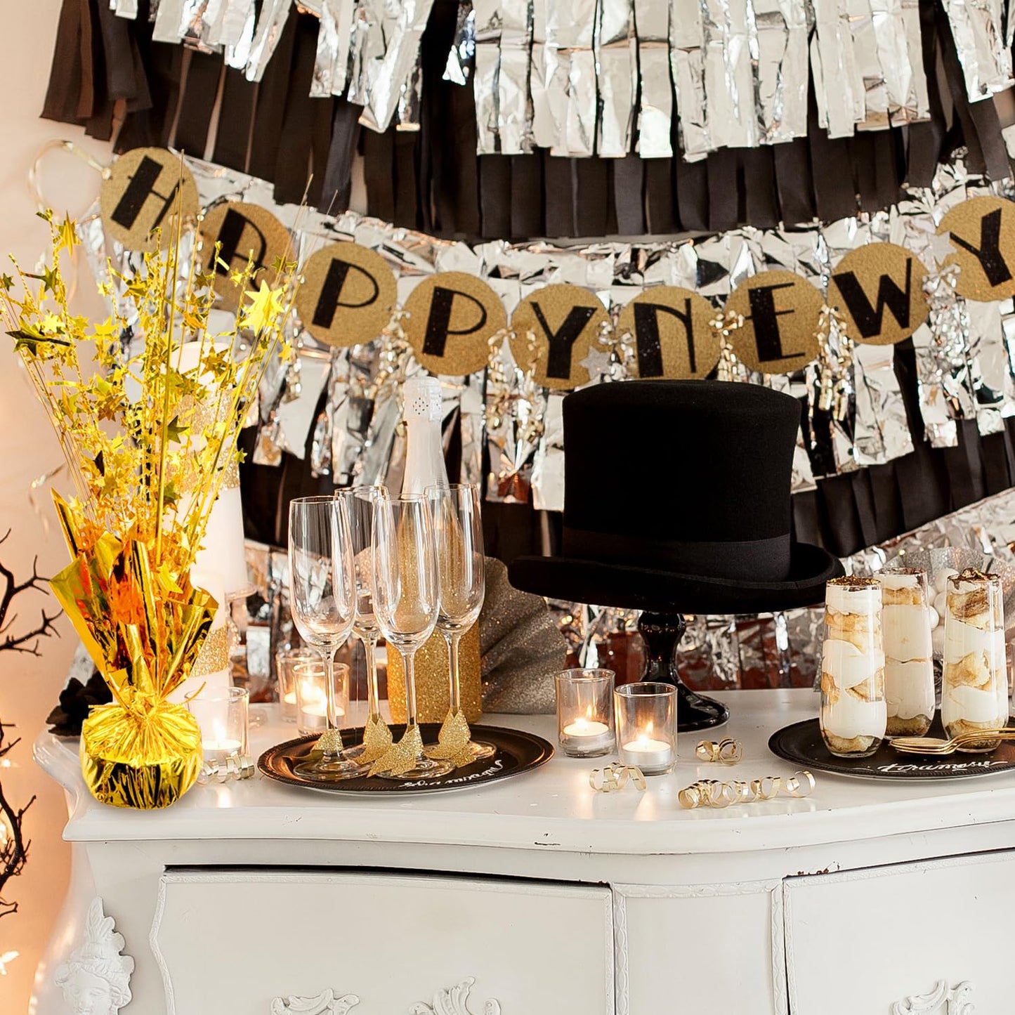 6 PCS Metallic Foil Spray Centerpiece Grad Decor Table Decoration Burst Table Centerpieces for Graduation Birthday Wedding Anniversary Season Holiday Party Supplies Decor (Gold)