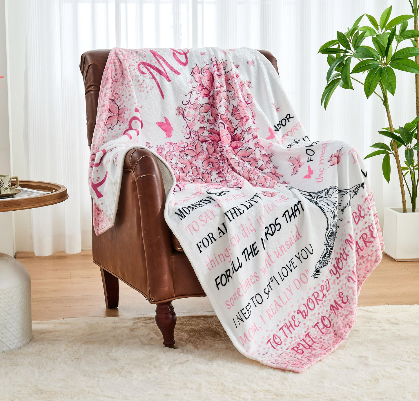 Mom Gifts Blanket from Daughter Son,Super Soft Flannel Throw Blanket 60" X 50",Gifts Blanket for Birthday Mother's Day Christmas Valentine Thanksgiving Anniversaries,for Sofa,Office Chair,Bed