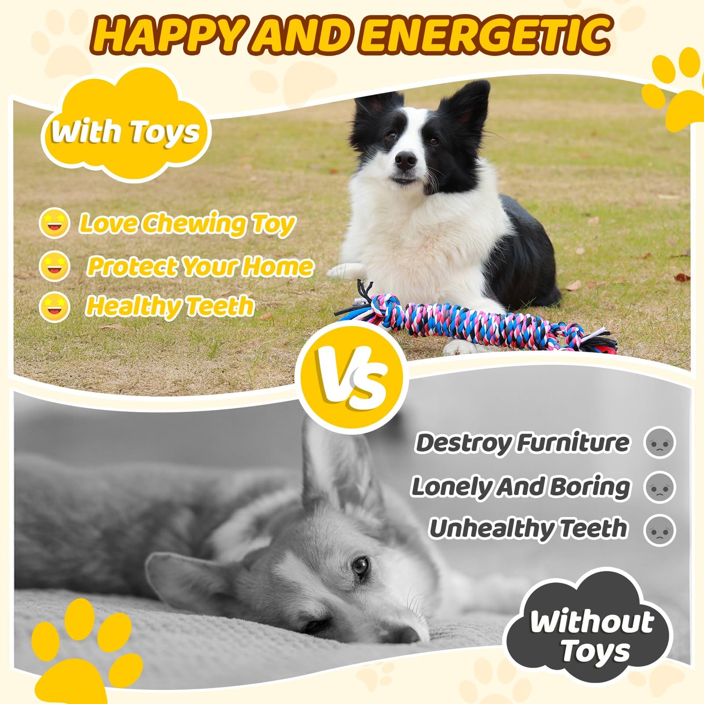 PPTAIO 11 Pack Various Heavy Duty Dog Rope Toys for Large & Medium Dogs Teething, Entertainment & Interaction, Chew Toys with Rope, Training Balls and Dog Squeaky Toys