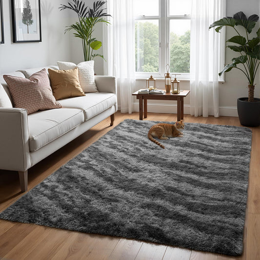 Zentavio Area Rugs for Living Room Grey Rugs for Bedroom 4x6 Carpet Fluffy Furry Soft Shag Aesthetic Plush High Pile Gray Throw Rug for Nursery Kids Room Dorm