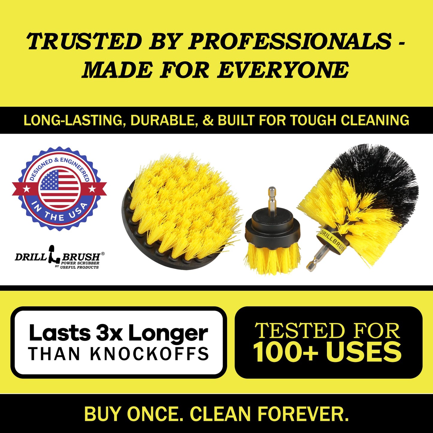 Drillbrush Drill Brush Attachment Set for Bathroom Cleaning – Power Scrubber Brush Kit for Tub, Tile, Shower, and Grout – All-Purpose Household Cleaning Brushes for Drill - Electric Grout Cleaner Kit