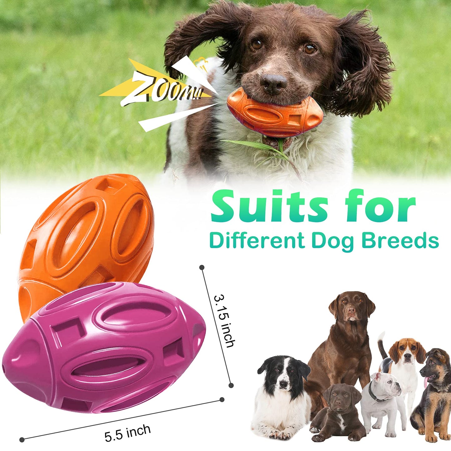 2 Pack Squeaky Dog Toys for Aggressive Chewers Large Medium Small Puppy Interactive Dog Chew Toy Durable Rubber Indestructible Tough Ball