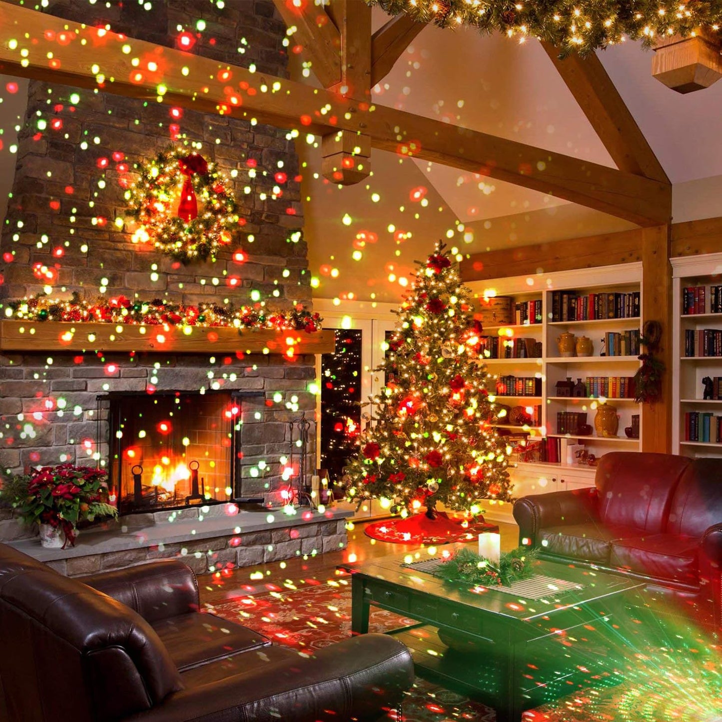 Christmas Laser Light Projector Red and Green Star Laser Lights Show with Timer for Outdoor Decorations Waterproof Landscape Lighting for Christmas and Holidays