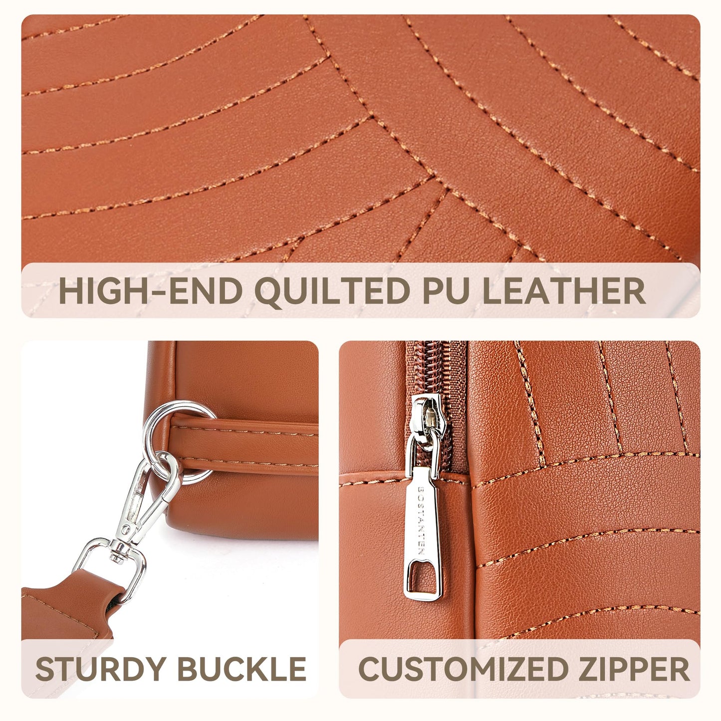 BOSTANTEN Sling Bag for Women Crossbody Bag Cross Body Travel Purse Quilted Vegan Leather Small Fanny Pack