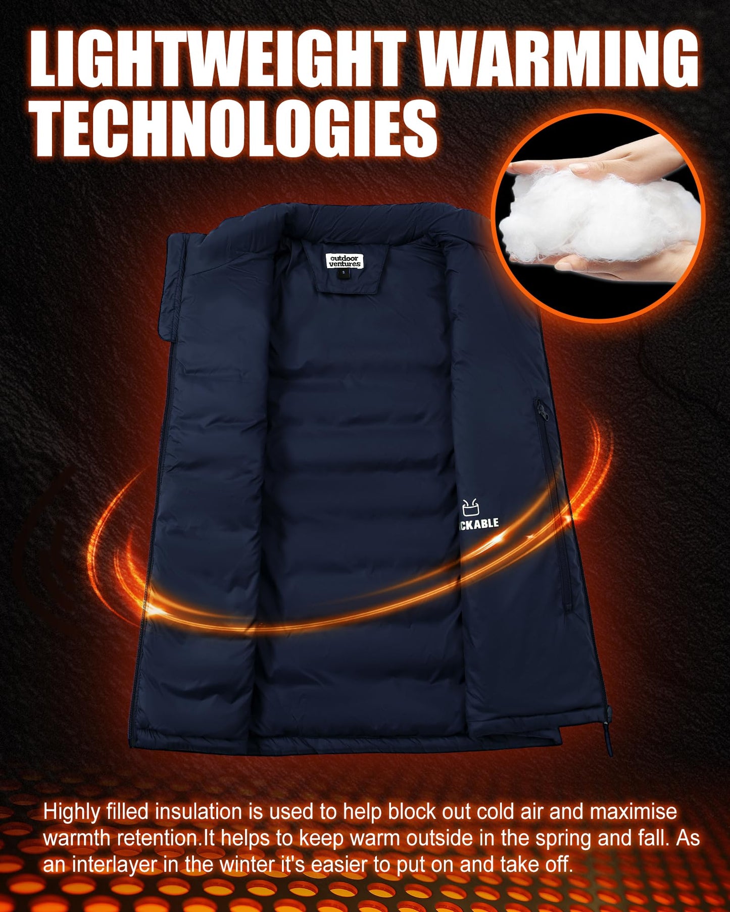 Outdoor Ventures Women's Lightweight Puffer Vest Outerwear Zip Up Warm Sleeveless Winter Jacket Padded Gilet Quilted Coat