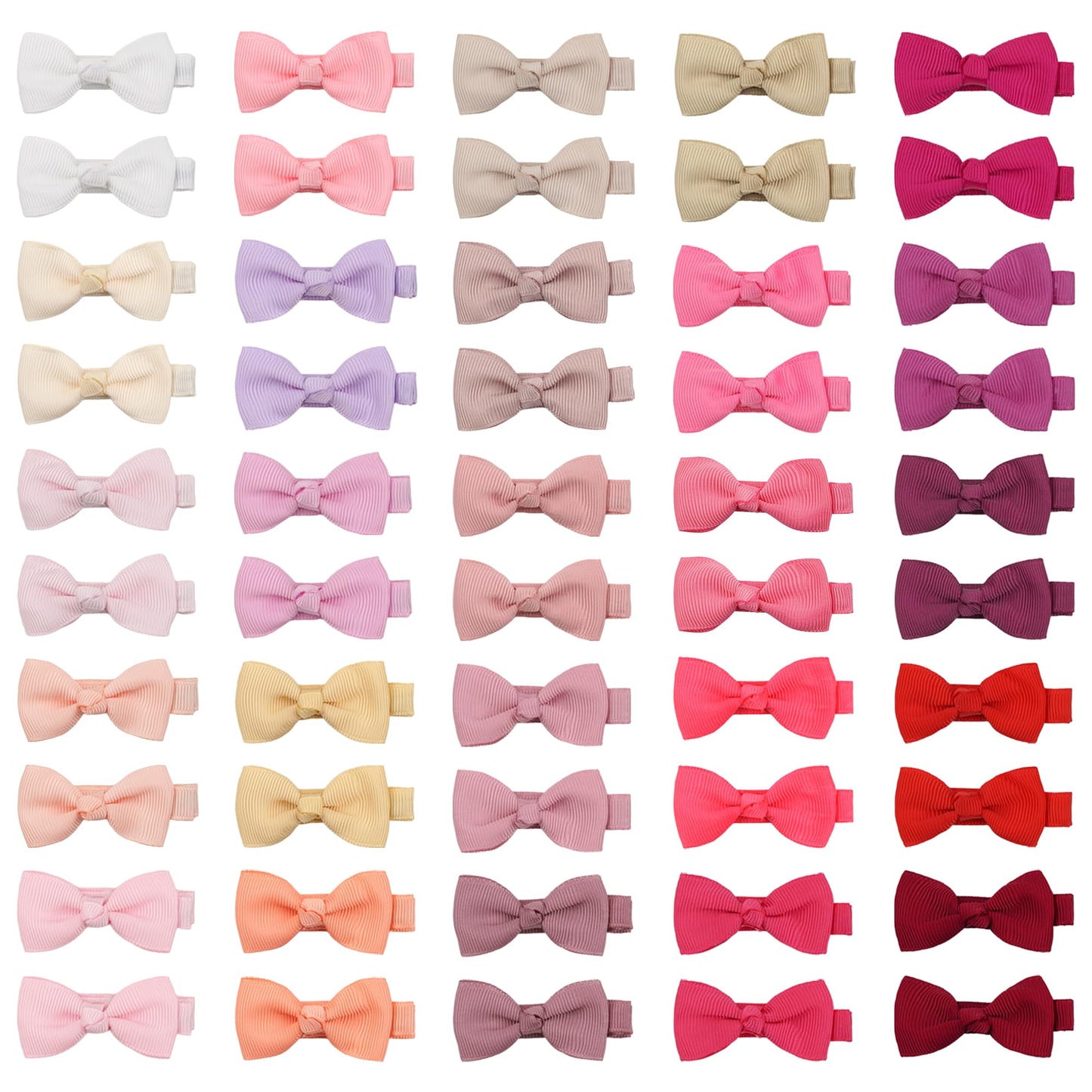 CÉLLOT Baby Hair Clips 50PCS Baby Girls Fully Lined Baby Bows Hair Pins Tiny 2" Hair Bows Alligator Clips for Baby Girls Infants Toddlers in Pairs