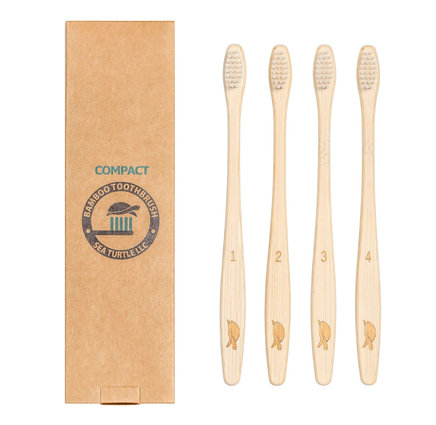 Sea Turtle Plant-Based Bristles, Soft Bamboo Toothbrushes, Individually Sealed (10 Pack)