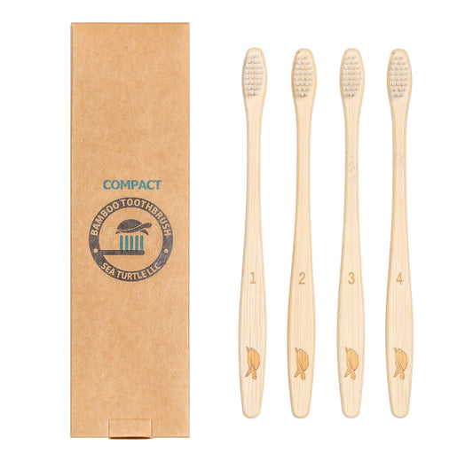Sea Turtle Plant-Based Bristles, Soft Bamboo Toothbrushes, Individually Sealed (10 Pack)