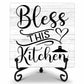 GOLRMC Kitchen Counter Decor, Table Decorations for Dining Room, Blessd Sign, Fun Farmhouse Kitchen Wooden Plaque with Iron Stand for Table Shelf Display-A02