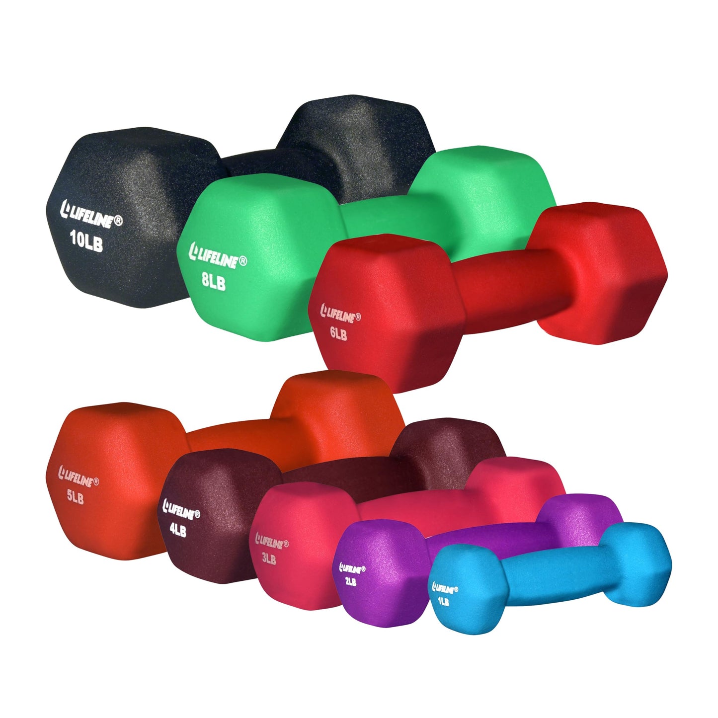 Lifeline Fitness Neoprene Dumbbell Weights – Premium Individual Hand Weights – Multiple Weight Options Available