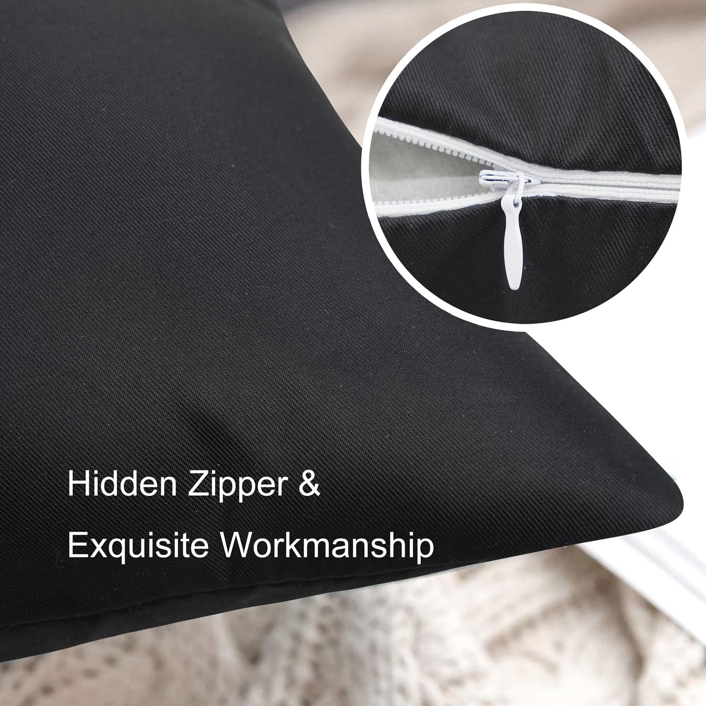 Adabana Outdoor Waterproof Throw Pillow Covers Set of 2 Stay awhile Decorative Outdoor Lumbar Pillows Cover for Patio Garden Porch Black 12x20 Inch