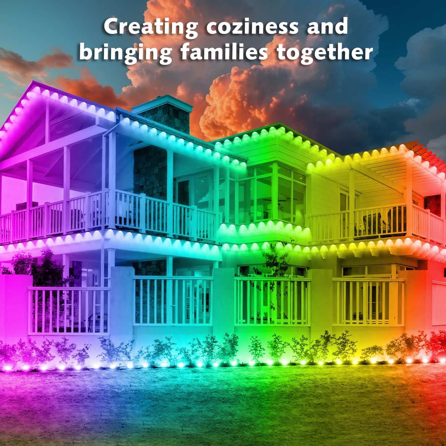 200FT Permanent Outdoor RGB Lights,Waterproof Smart LED Eaves Lights with App/Remote Control,for Christmas and All Holiday Decor,Daily and Accent Lighting,House Roof and Garden Lighting