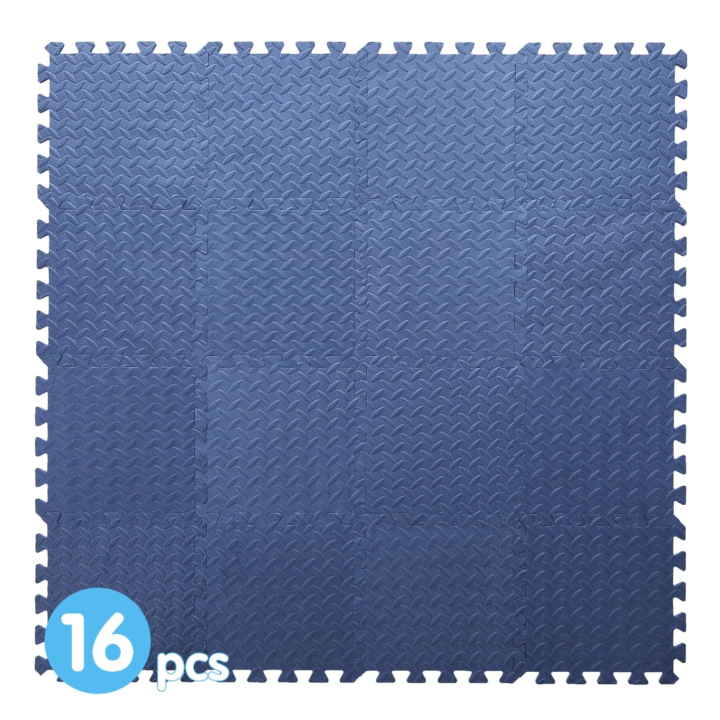Coolcandy EVA Foam Play Mat, 16 Tiles Colorful Baby Play Mat, Square Kids Playmat with Solid Colored, 0.4" Thickened Interlocking Foam Floor Tiles, Puzzle Play Mat for Baby Lying, Playing (Navy Blue)