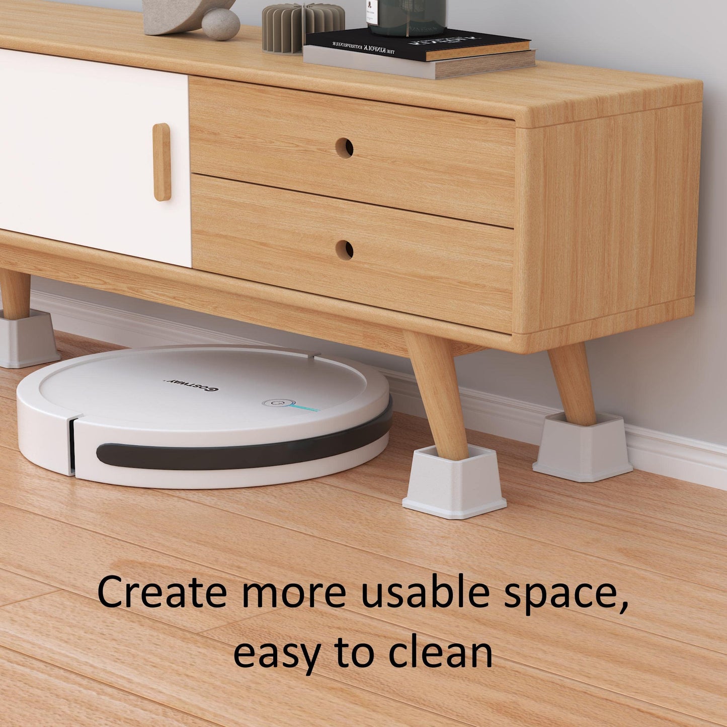 Whynonap Bed Risers 2 Inch Heavy Duty Bed Elevators, Set of 6 Lifts Up 2000 lbs Furniture Riser for Sofa and Table, White