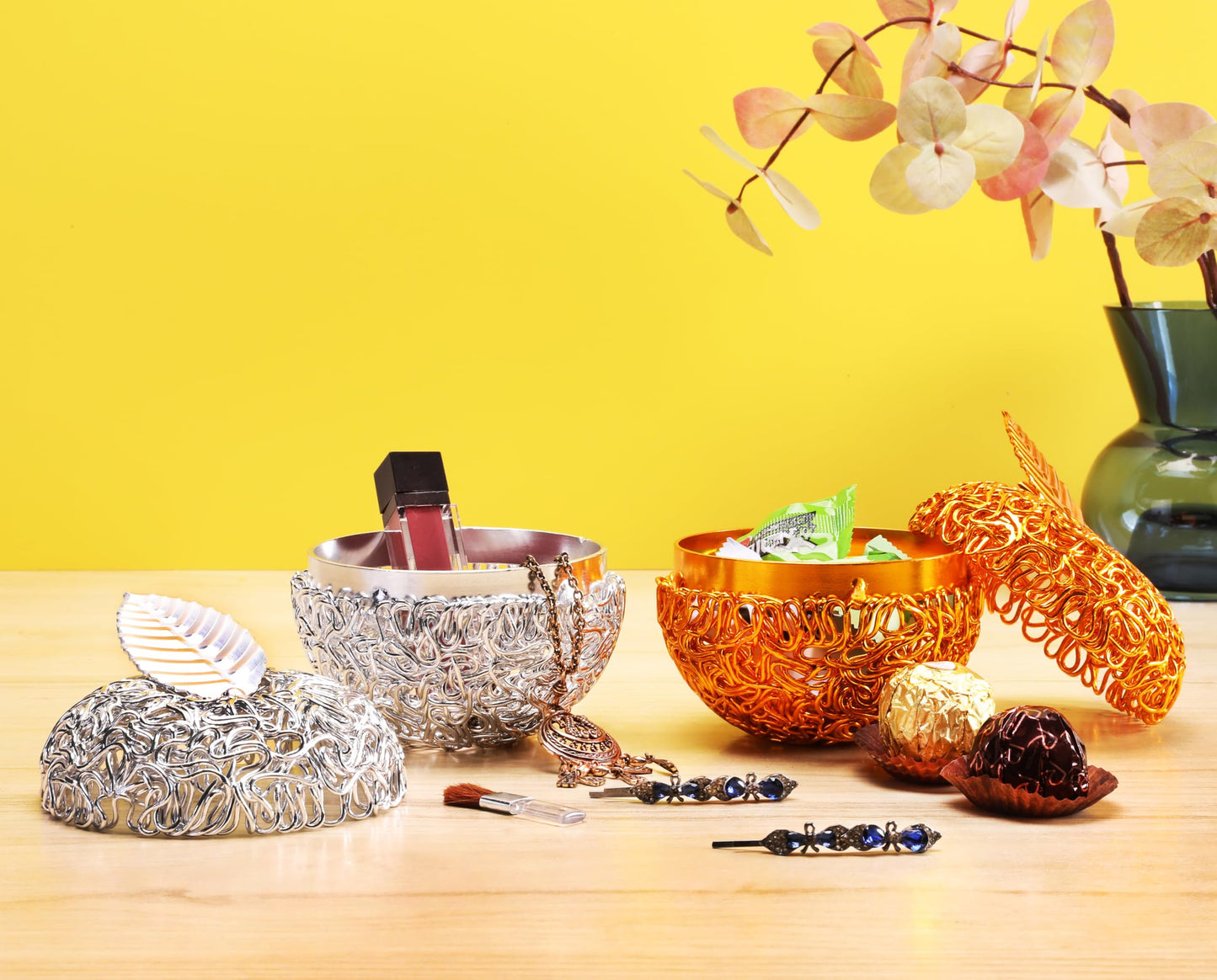 Artisan Handwoven Metal Rattan Apple Basket,Farmhouse Boho Table Centerpiece,Outdoor Kitchen Decor,Christmas Wedding Gift,Jewelry Organizer,Candy Jar,Patio Party Accent,Teacher Appreciation Keepsake