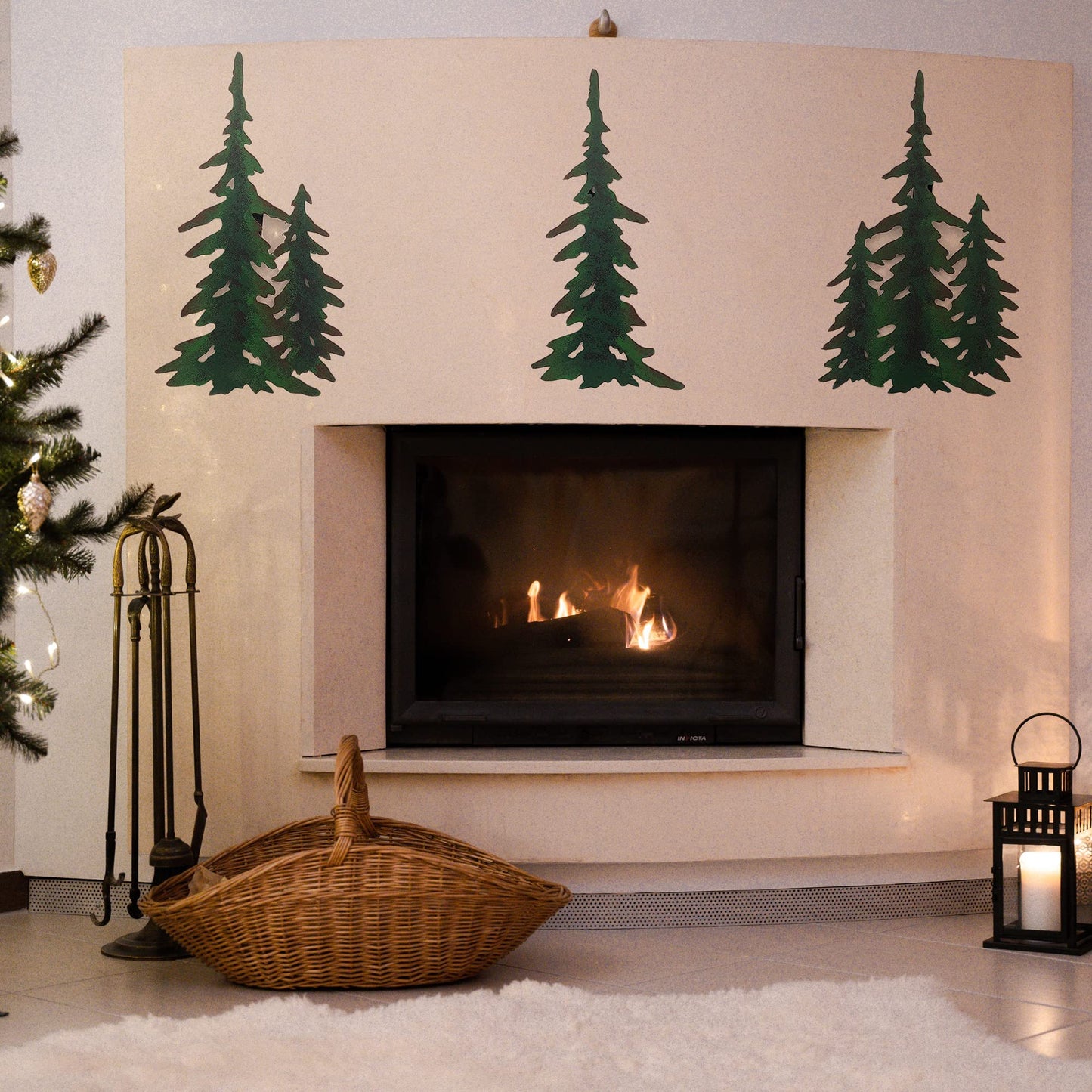 J-Fly Pine Decoration Pine Metal Wall Art Outdoor Metal Wall Art Tree Wall Art Christmas Home Metal Art For Living Room Bedroom Bathroom Kitchen Porch Christmas Wall Decor 11 Inch