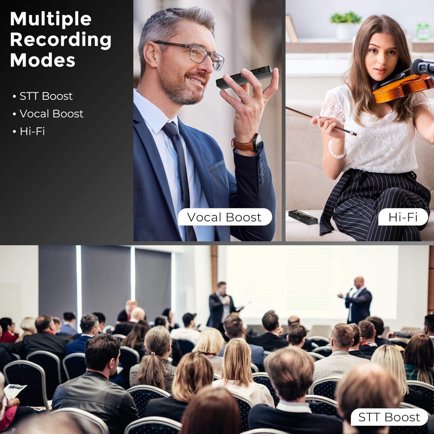 136GB AI Voice Recorder, TIMMKOO Digital Voice Recorder with Playback, Offline Transcribe and Online Summarize/Mindmap/Translation Base on AI Technology, Voice Activated Audio Recorder (Black)