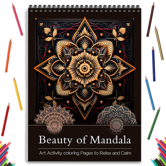 Mandala Coloring Book for Adults Relaxation Coloring Book for Women Spiral Bound Page Printed Single-Sided Thick Paper Gifts Arts and Crafts for Women to Relax 24 Mindfulness Coloring Mandala Pages