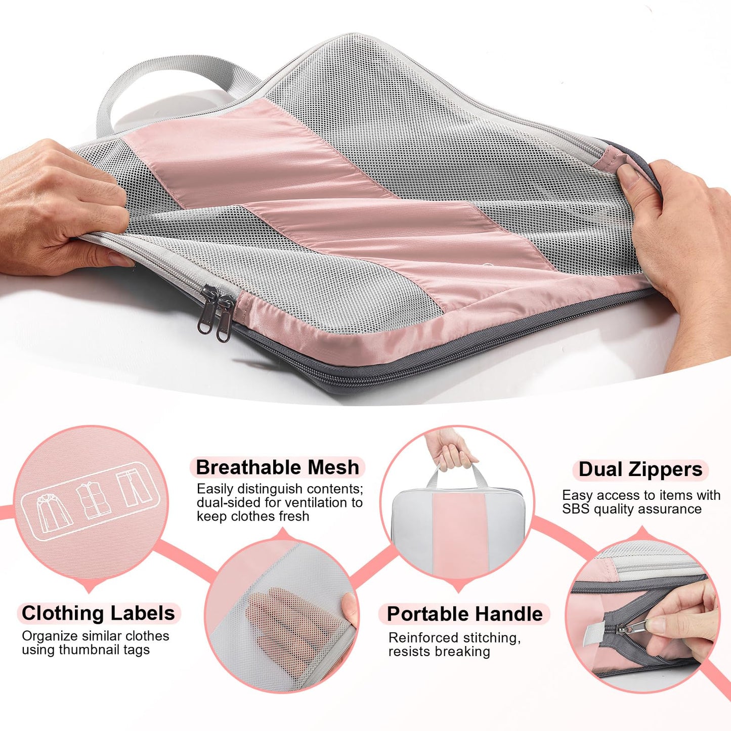 10 Set Compression Packing Cubes for Travel Essentials Women Mom,Compressible Expandable Packing Cubes for Suitcase,OlarHike Luggage Organizer Bags for Travel,Handy Helper for Organizing Clothes(Pink)