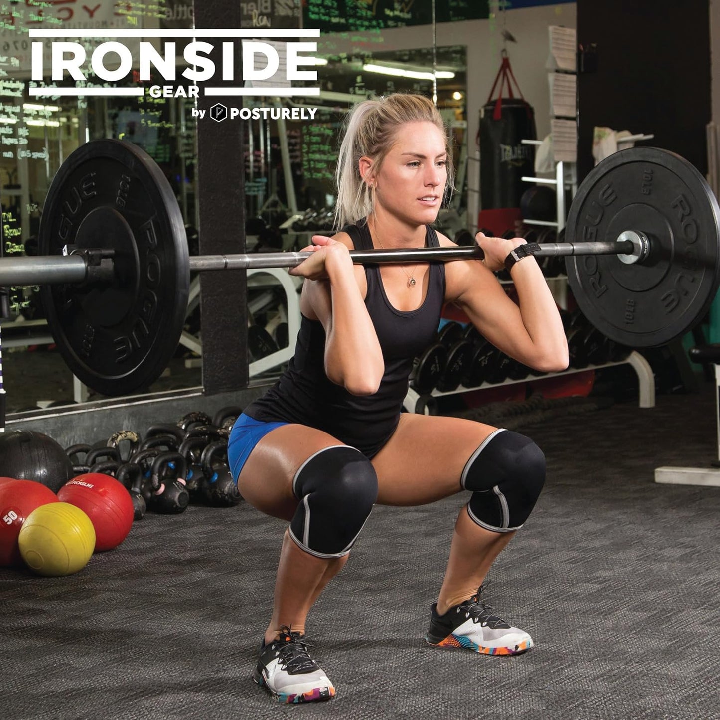 POSTURELY Knee Sleeve 7mm Neoprene Thick Compression Knee Brace Support for Weightlifting, Powerlifting, Squatting & Fitness Training for Women and Men Black (LARGE)