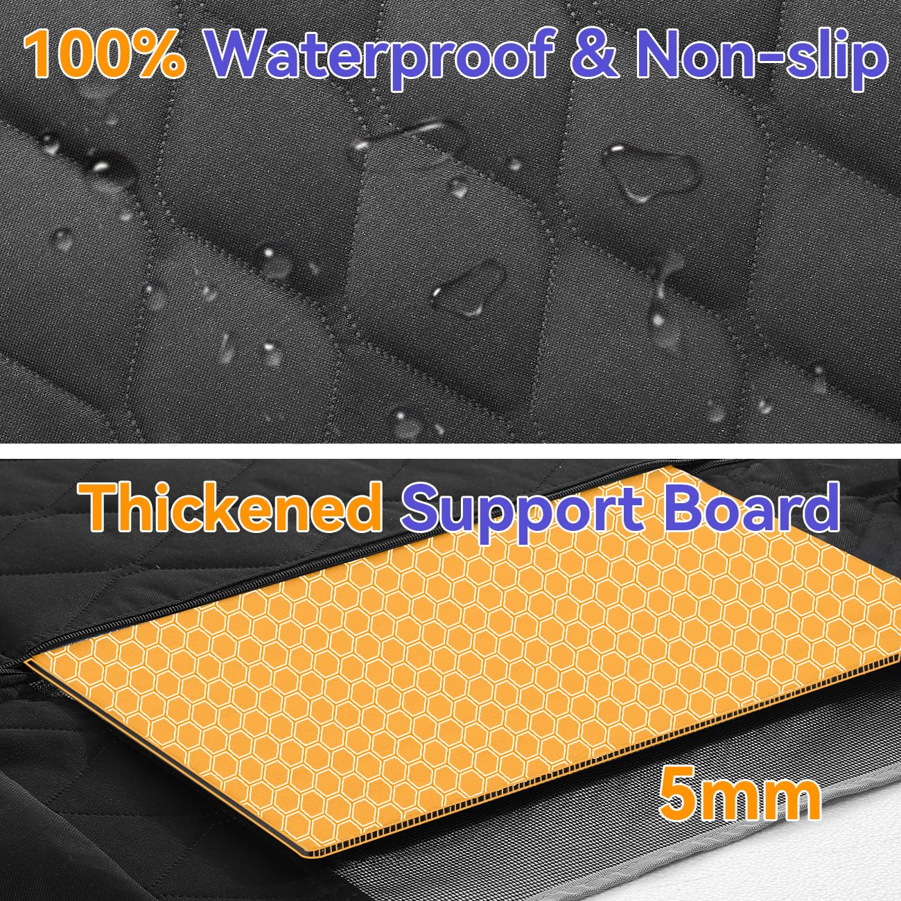 Pawaboo Dog Car Seat for Small Medium Large Dogs, Back Seat Extender for Dogs, Foldable Non-Slip Hard Bottom Pet Carseat, Hammock for Pet, All-Around Protection and Strong Support, Dark Black