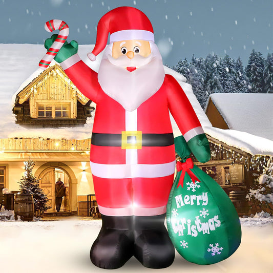 6FT Christmas Inflatable Santa with Candy and Big Gift Bag Outdoor Decorations, Built-in Brilliant Led Lights Blow Up Xmas Yard Decor, Kindly Festival Decor for Yard Lawn Garden Indoor Holiday Party