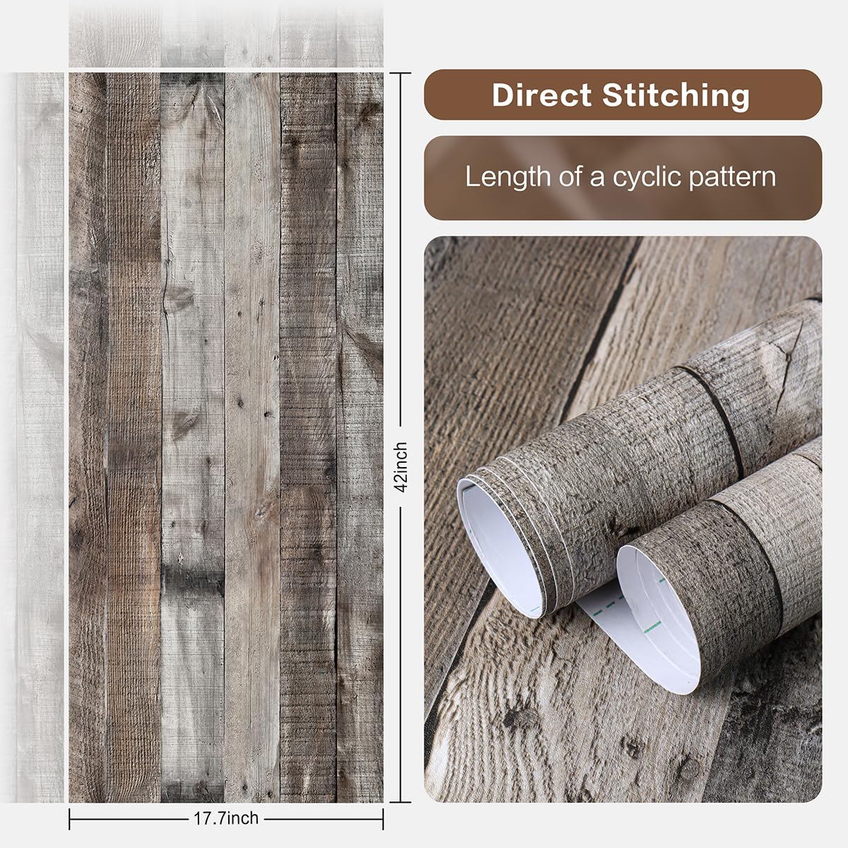 Livebor Gray Shiplap Peel and Stick Wallpaper Wood Contact Paper 17.7”x 120” Distressed Wood Wallpaper Peel and Stick Wooden Wall Gray Contact Paper Rustic Shiplap Plank for Walls and Countertops