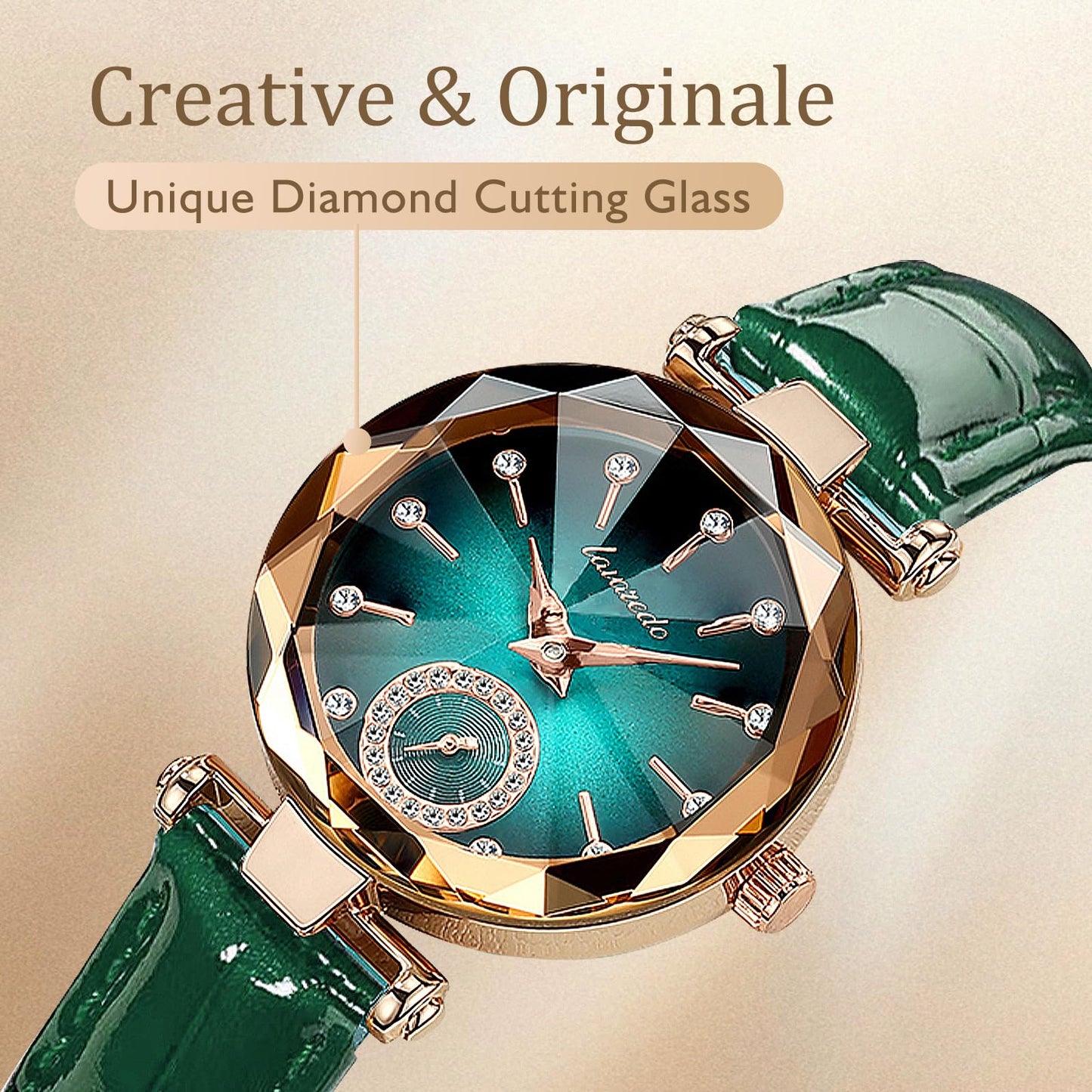 NN BEN NEVIS Watch, Watches for Women with Elegant Leather Strap, Fashion Analog Creative Diamond Dial Wrist Watch, Jewelry Gift for Wedding Anniversary Birthday