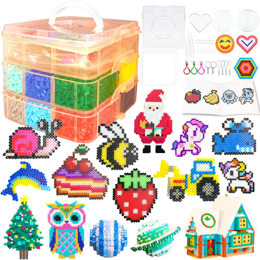 11000 Fuse Beads Kit - 20 Colors 5mm Bead Craft Set with Storage Box, Pegboard, Ironing Paper and Accessories, Arts and Crafts Kits for Kids Age 5+ Christmas Birthday DIY Craft Gift for Girls & Boys