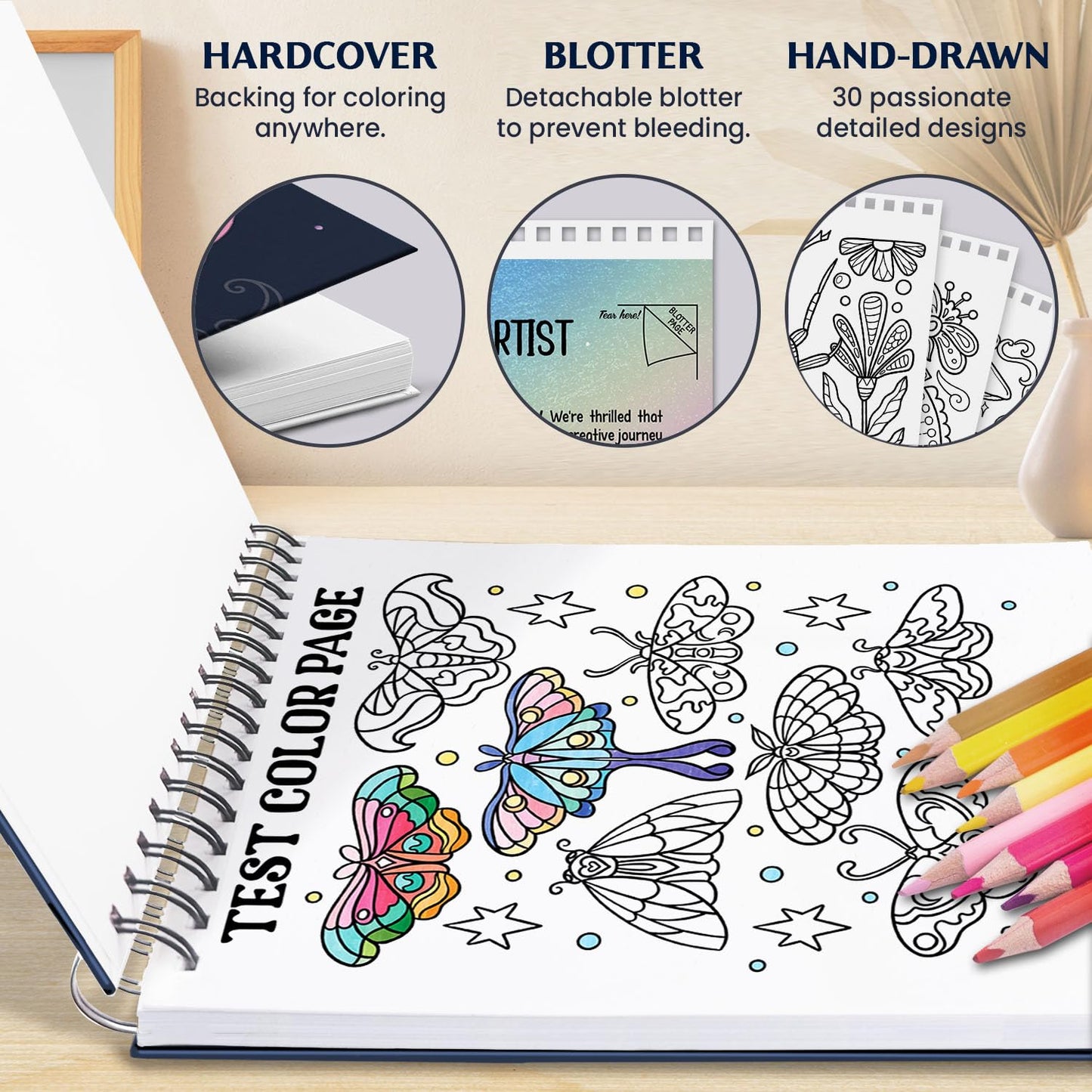 Mindfulness Spiral Bound Coloring Books for Adults Relaxation Thick Paper