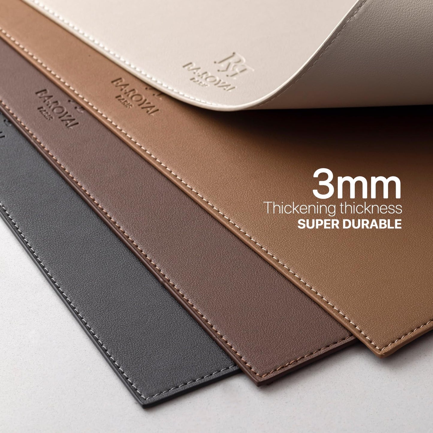 Baroyal Faux Leather Placemats Set of 6 Vinyl Washable Wipeable Table Mats for Kitchen Dining Table Heat Resistant Waterproof Modern Indoor/Outdoor Placemats Non-Slip Easy Clean Place Mats-Cream White