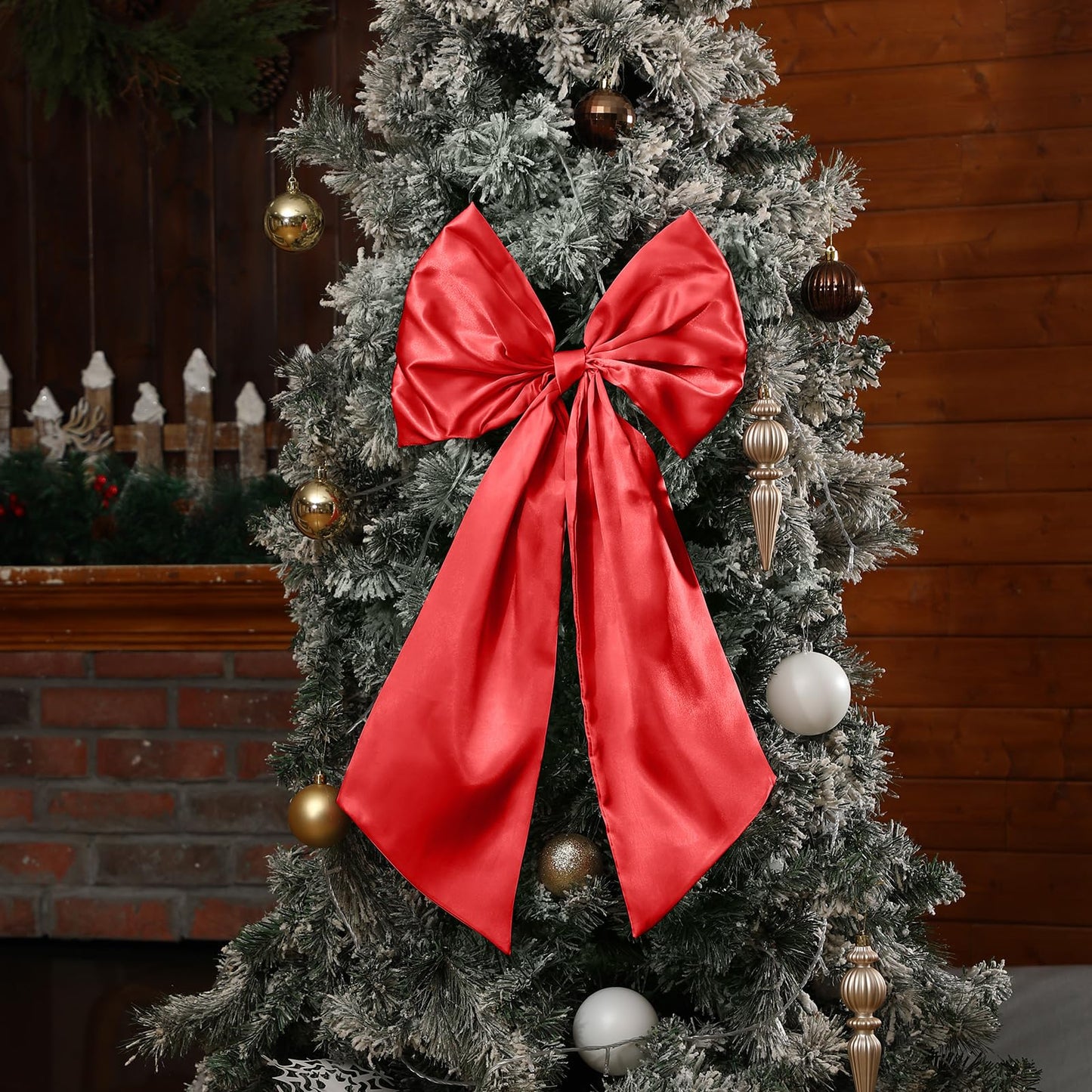 Suncalla 3 Pcs 2 FT Large Bow Decorations Big Satin Bows Hanging Wall Decors for Room Fireplace Coquette Birthday Backdrop Bridal Shower Wedding Bachelorette Christmas Party Supplies(Red)