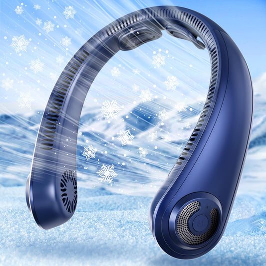 AUIIAH Neck Fan - Portable Rechargeable Personal Neck Cooling Fan With 5 Speeds, Neck Support, USB Bladeless Lightweight Wearable Fan for Hot Flashes, Disneyland, Travel, Summer Gift for Women Men