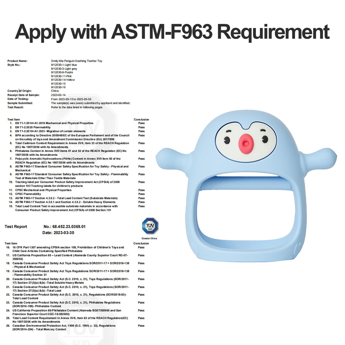 Smily Mia 2 Packs Baby Teething Toy for 0-6 6-12 Months, Food Grade Silicone Teething Mitten, Anti Dropping Wrist Hand Teethers Baby Chew Toys for Sucking&Chewing, BPA Free, Light Blue