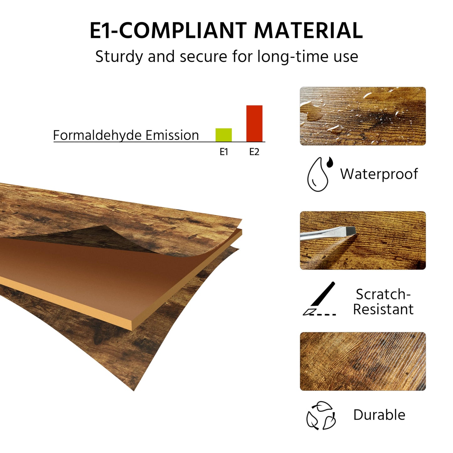 Yaheetech Large 3-Tier Tall End Table, 30 Inches High Side Table with Wooden Shelves & Strong Metal Frame for Living Room Small Space, 12 x 16 x 29.5 inches，Rustic Brown