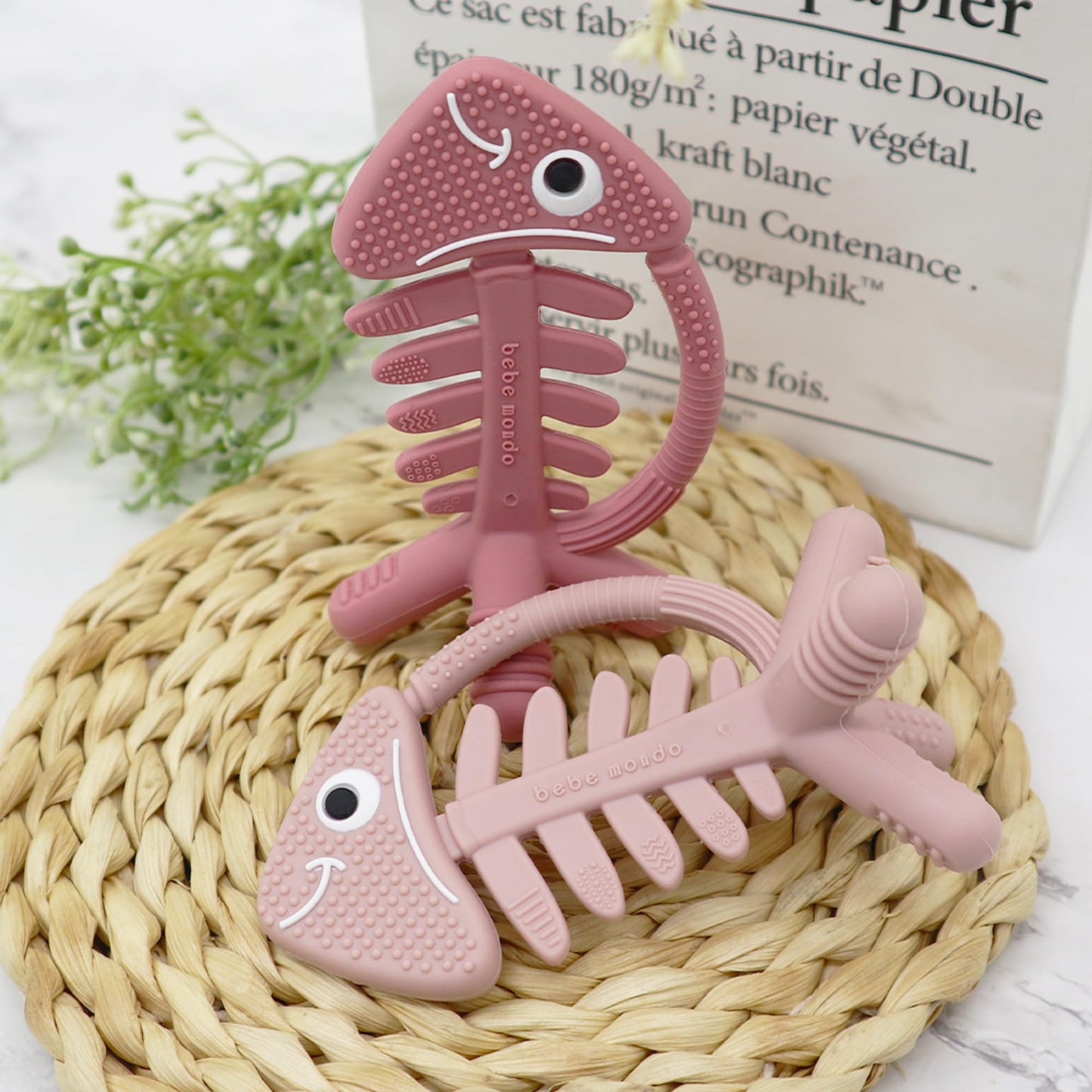 3in1 Infant Toys, Baby Teething Toys 3-6 6-12 Months, Teethers for Babies 3-6-12 Months,for Teething Relief,Baby Gifts Teether, Silicone,Sensory Toys 0-6 Months,USA Patent Pending,Fish,Rose Pink