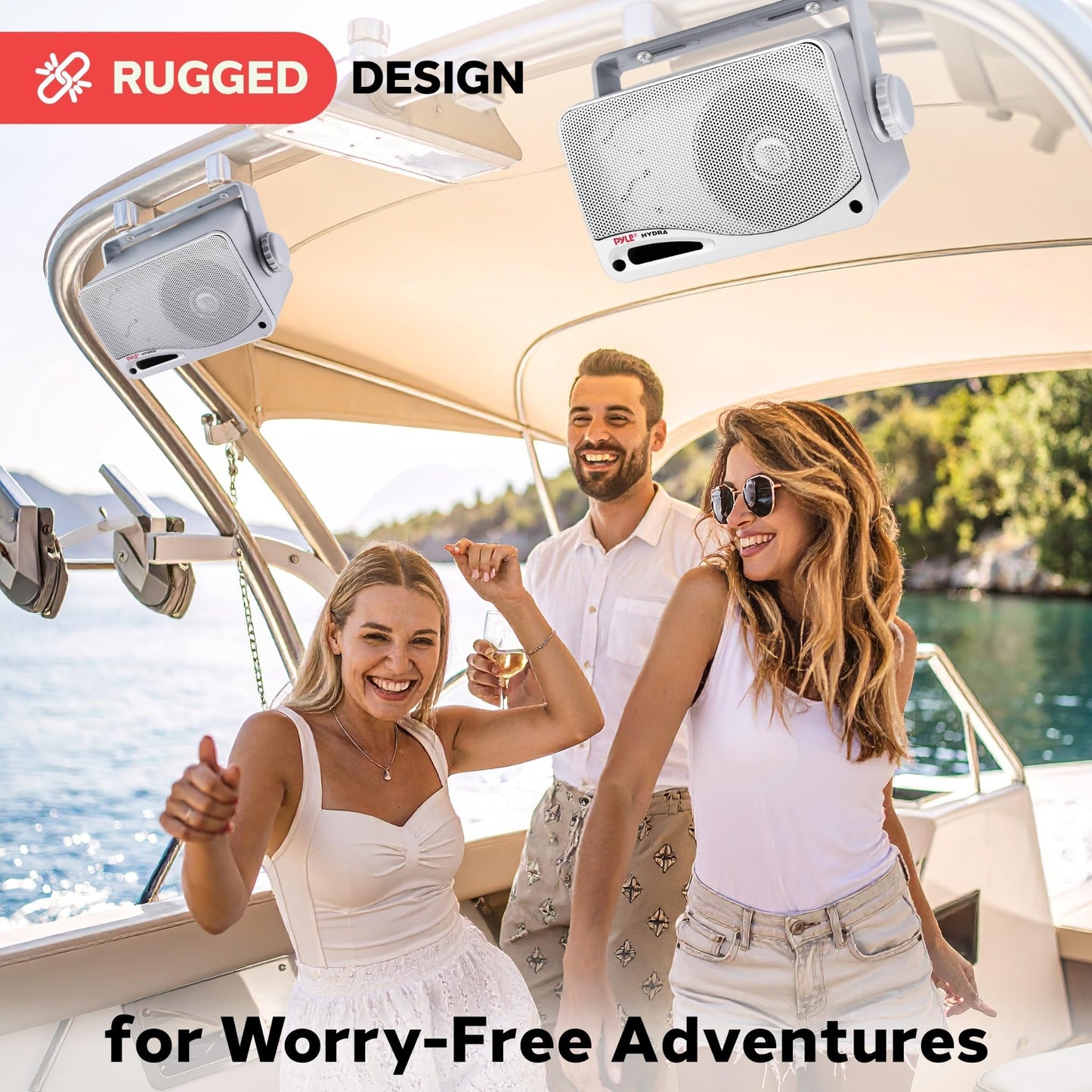 Pyle 3-Way Waterproof Marine Box Speakers - 3.5" 200 Watt Dual Indoor Outdoor Speaker System - Weatherproof/Waterproof Outdoor Speaker - Home, Boat, Pool, Patio Indoor Outdoor Use PLMR24S (Silver)