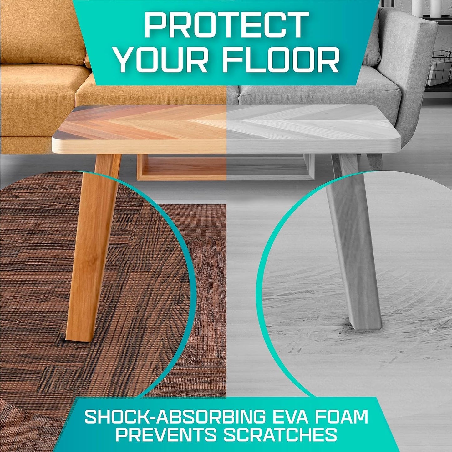 Yes4All EVA Interlocking Mats, Puzzle Floor Tiles, Foam Floor Padding with Border for Furniture, Home Space, Living Room, Garage 48 SQFT